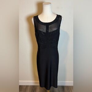 NWT Frank Lyman Black Sheath Dress with Mesh/Sequin Bodice size 10